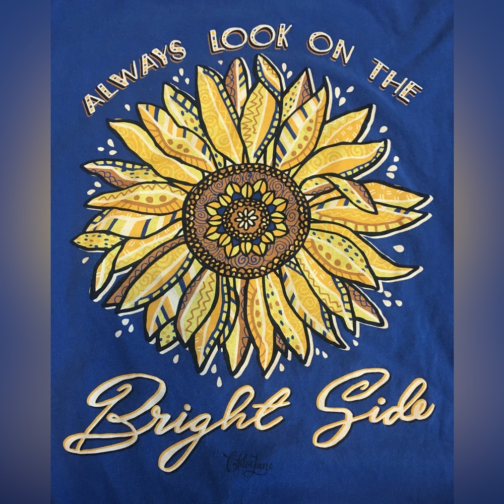 Chloe Lane Always Look on the Bright Side T-Shirt, Size Small Women’s Sunflower